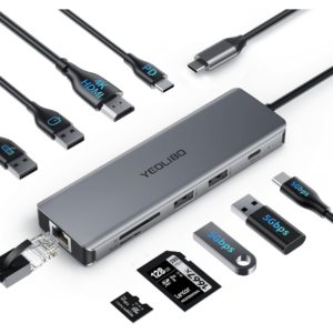 Hub Ap-106 9 In1 Usb-c To Usb-c 2xusb-2.0 Usb-3.0 Hdmi-4k Sd Audio Tf Pd100w  Silver - Accesorios - AP-106USBC
