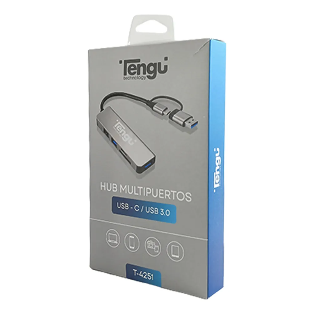 Hub Tengu T-304 Usb 3.0 To 4puertos Usb 3.0 5gbps Silver - Accesorios - T304-USB3 (3)