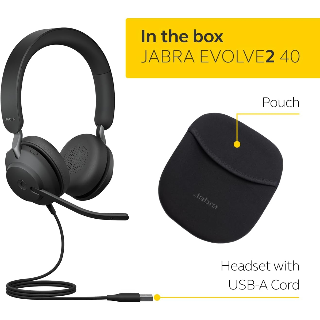 Jabra Evolve2 40 SE Wired Headset - Stereo - USB Type A - W (6)