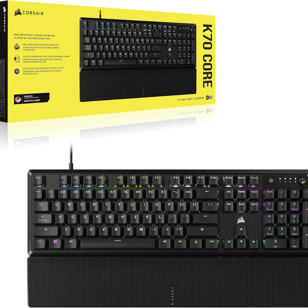 Keyboard Corsair K70 Core Rgb Wired Gaming Mechanical Grey - Teclados - CH-9108B1E-NA (6)