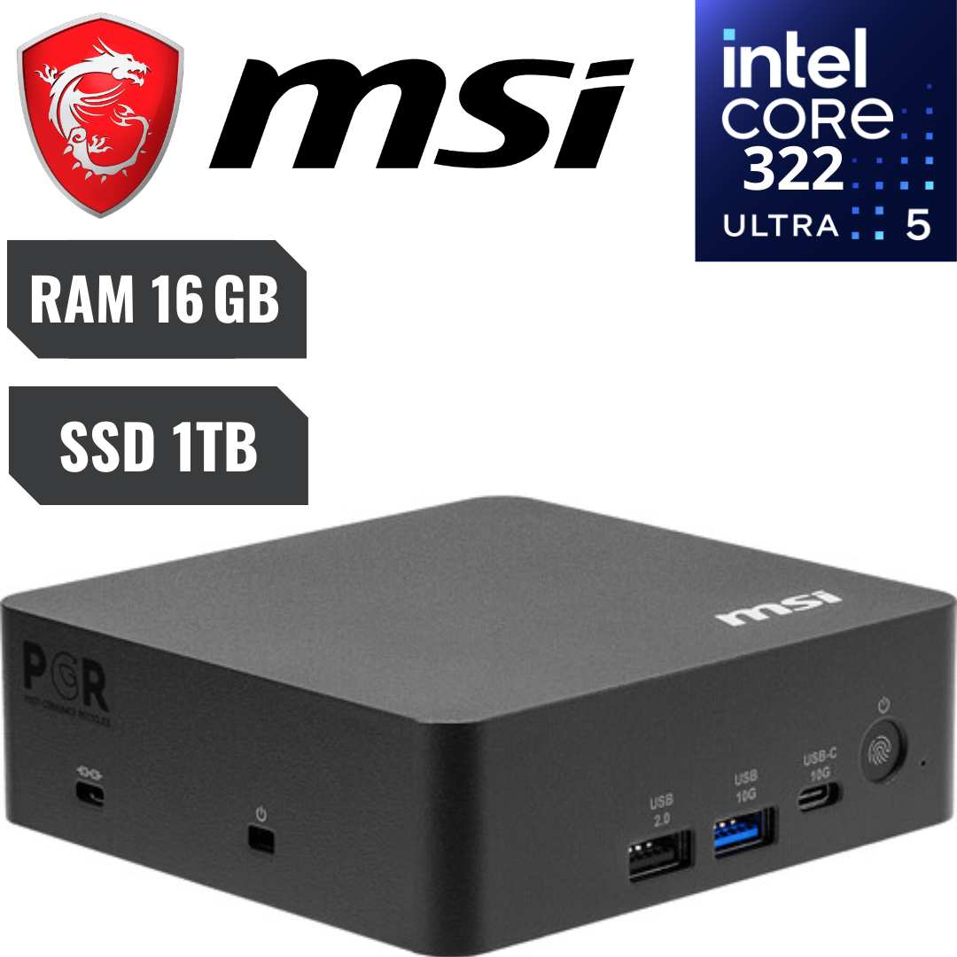 MSI MSI SY Cubi NUC AI+ 3MG-008BUS Barebone Ultra 5-322 16G 1T Intel Graphics NoOS SY 307251 CUNUCAI3MG008B (1)