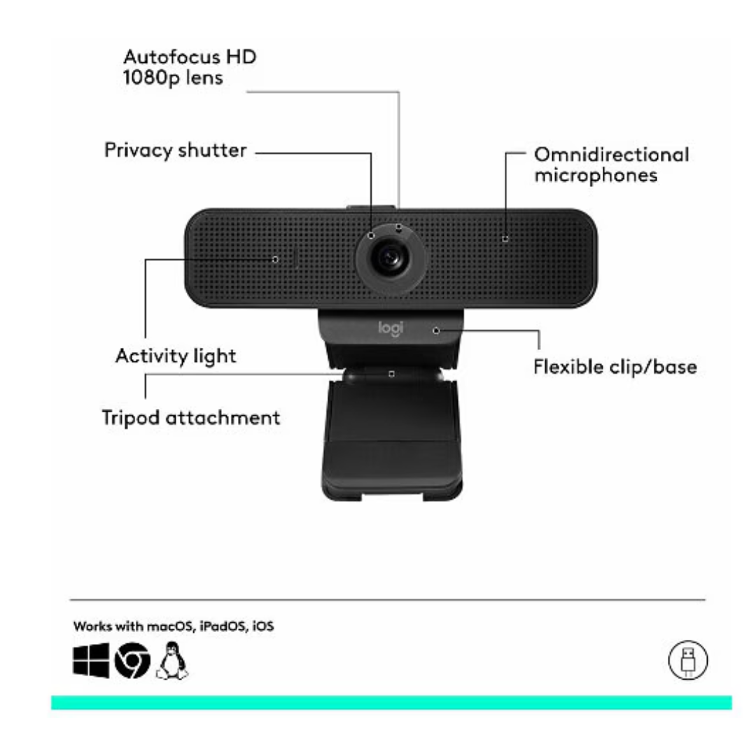 Web Cam Logitech C925e Business Full Hd 1080p Negro - Camaras Digitales - 960001075 (5)