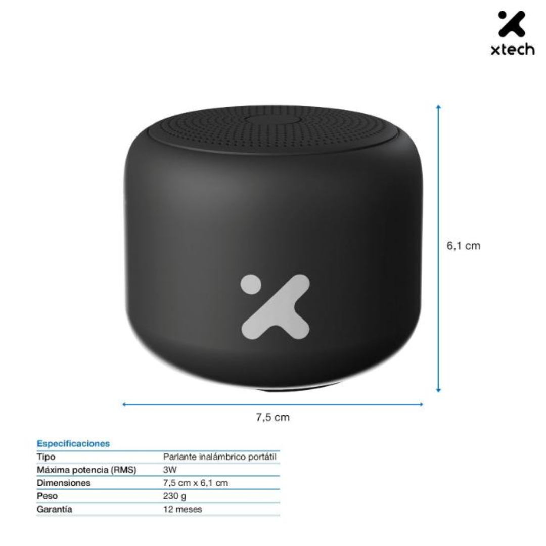 Xtech XTS-605 - Speakers - Black - Allman BT 3W TWS IPX7 - Audio y Video - Parlantes Bocinas Cornetas (5)