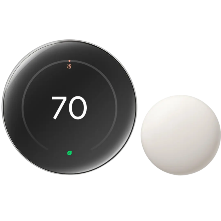 Google Nest Learning Thermostat 4th Gen + Nest Temperature Sensor Polished Silver - GA0551-US - Nest