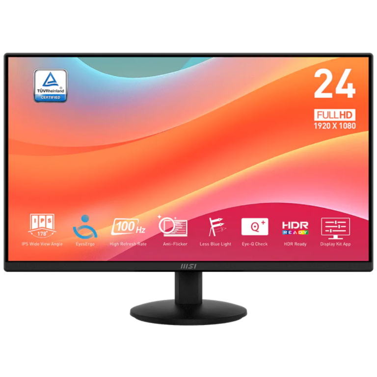 Msi Pro Mp242l 24" Monitor 23.8" (1920x1080) 100hz Ips 1ms (mprt) 250 Cd/m² Hdr Ready 1500:1 1xhdmi (1.4) 1xdp (1.2a) 16:9 Tilt Adjustable Black - New Factory Sealed - Balance of Manufacturer Warranty - 9S6-3PD5CT-004