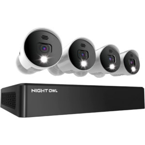 Night Owl Security Camera System CCTV 8 Channel Bluetooth DVR With 1TB Hard Drive 4 Wired 4K Ultra HD Spotlight Surveillance Bullet Cameras Audio Enabled Indoor Outdoor Cameras With Night Vision - WM-BTD881-4LSA - NIGHT