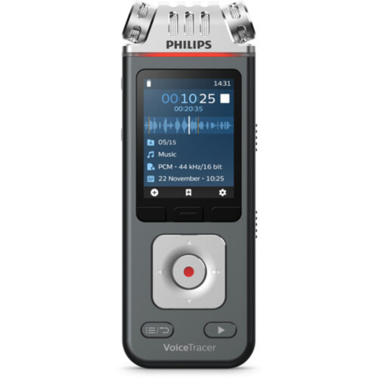 Speech Processing Solutions VoiceTracer Meeting Recorder - [Built-in] Microphone, Speaker - Omni-directional Microphone - 8 GB Flash Memory - microSD Supported - MP3, WMA, WAV - Stereo - 2147 Hour Recording - USB - Headphone - Microphone - Portable - Philips - Digital Voice Recorder - Q711 - A300-JV8972 - JV8972 - 0855971006939 - DVT8115