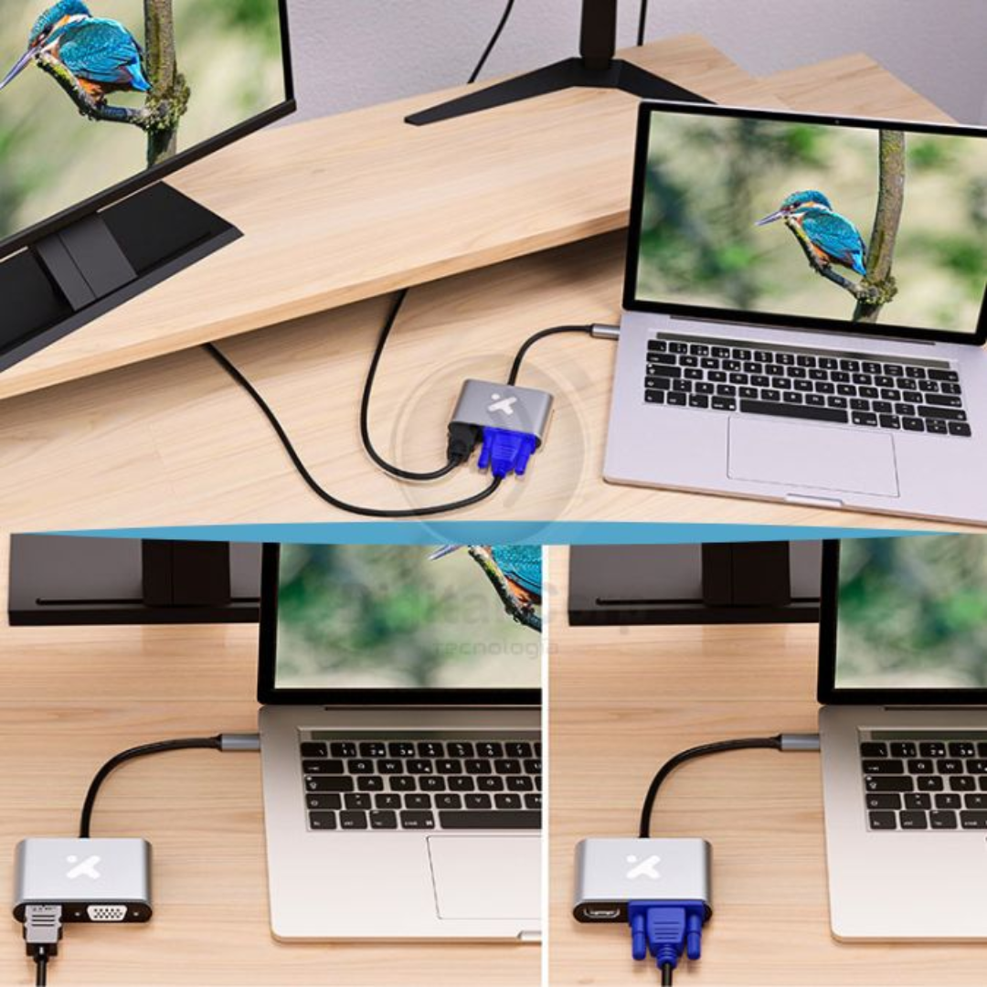 Xtech - Video adapter - USB Type C - HDMI female VGA female - Aluminum - 2 in 1 (6)